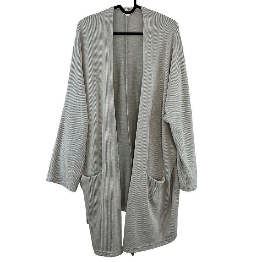 Donni by Anthropologie Ribbed Open Front Lounge Casual Cardigan One Size